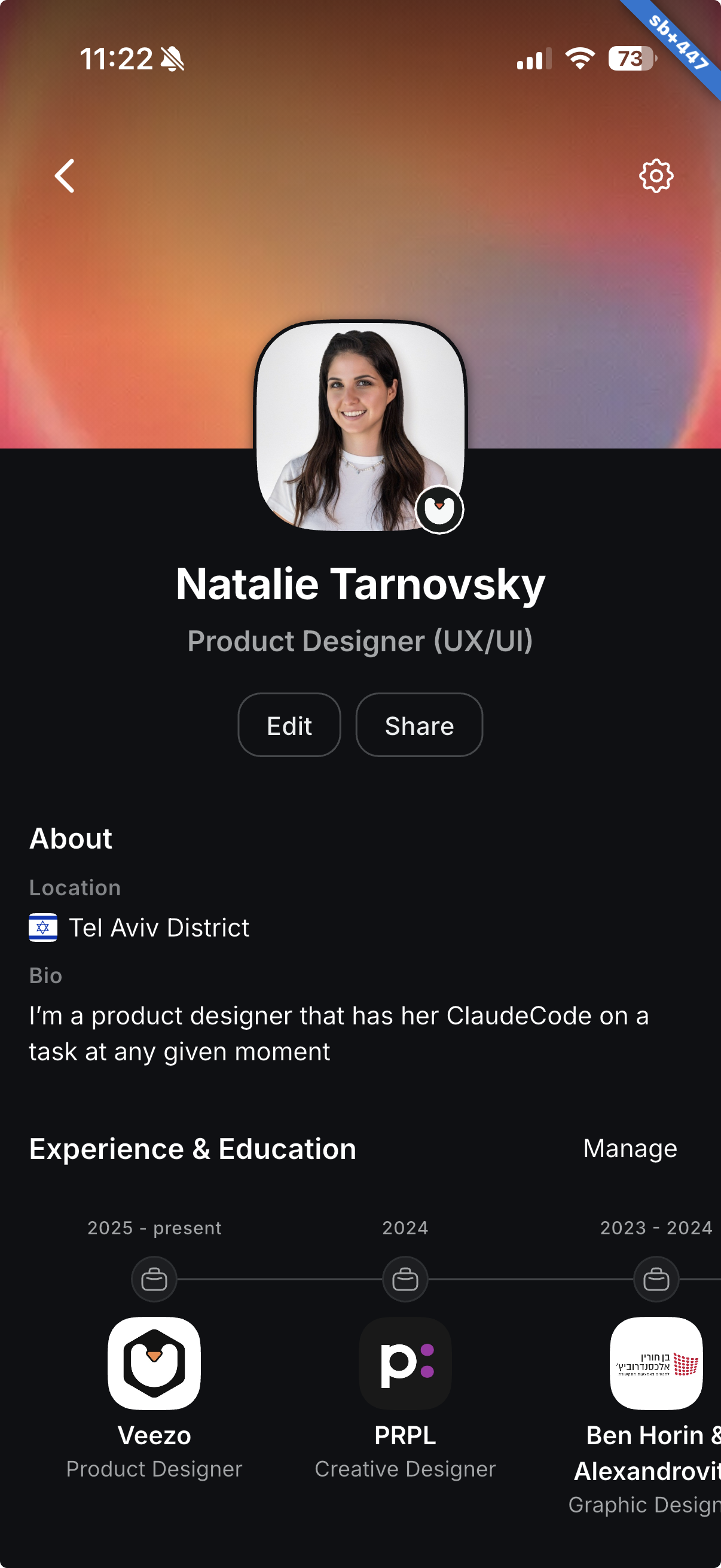 Veezo profile header design